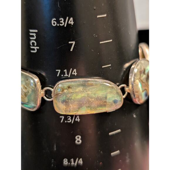 Sterling Silver Abalone Shell Toggle Bracelet - Picture 9 of 14